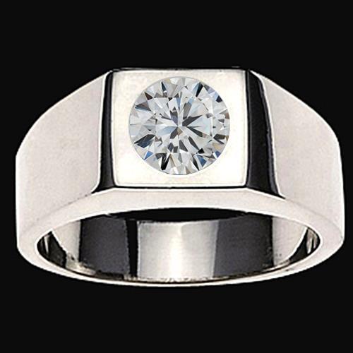 1 Carat F VS1 Diamond Men's Solitaire Ring 14K White Gold - Mens Ring-harrychadent.ca