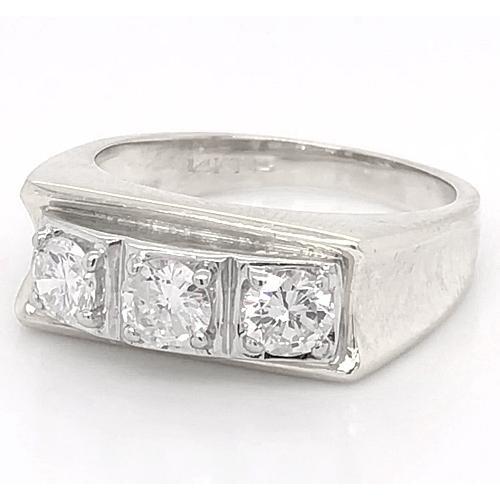 3 Stone Men Engagement Band 2.25 Carats Prong Set White Gold 14K - Mens Ring-harrychadent.ca