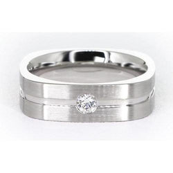 Brushed Finish Round Natural Earth Mined Diamond Men's Ring White Gold 14K 0.20 Carats