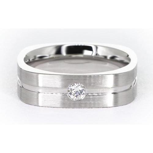 Brushed Finish Round Diamond Men's Ring White Gold 14K 0.20 Carats - Mens Ring-harrychadent.ca