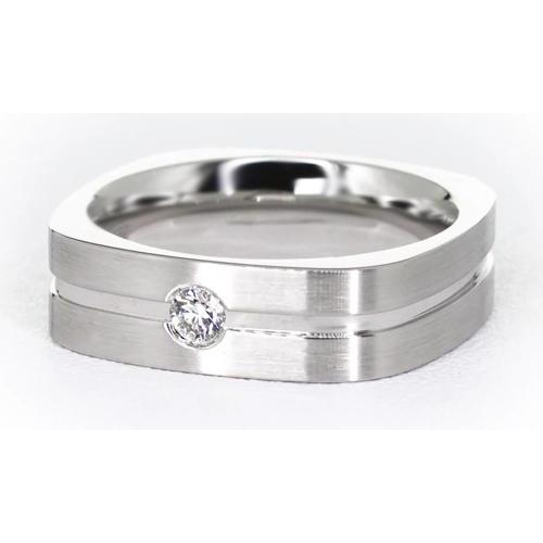 Brushed Finish Round Diamond Men's Ring White Gold 14K 0.20 Carats - Mens Ring-harrychadent.ca