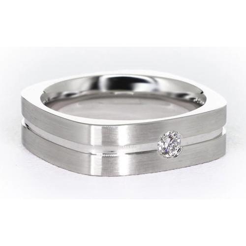 Brushed Finish Round Diamond Men's Ring White Gold 14K 0.20 Carats - Mens Ring-harrychadent.ca