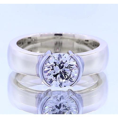 Classic Style 1 Carat Round Diamond Half Bezel Men's Ring - Mens Ring-harrychadent.ca