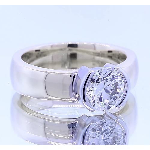 Classic Style 1 Carat Round Diamond Half Bezel Men's Ring - Mens Ring-harrychadent.ca