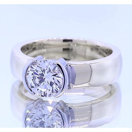 Classic Style 1 Carat Round Diamond Half Bezel Men's Ring - Mens Ring-harrychadent.ca