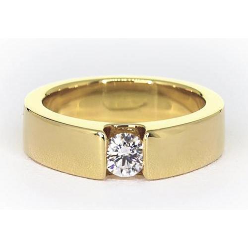 Tension Set Band Yellow Gold 14K Round Diamond 1 Carat Men's Ring - Mens Ring-harrychadent.ca