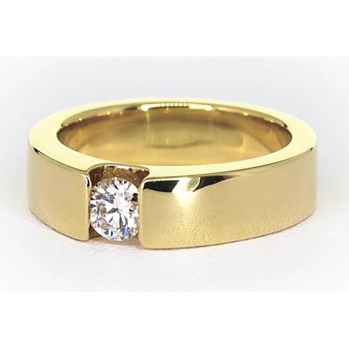 Tension Set Band Yellow Gold 14K Round Diamond 1 Carat Men's Ring - Mens Ring-harrychadent.ca