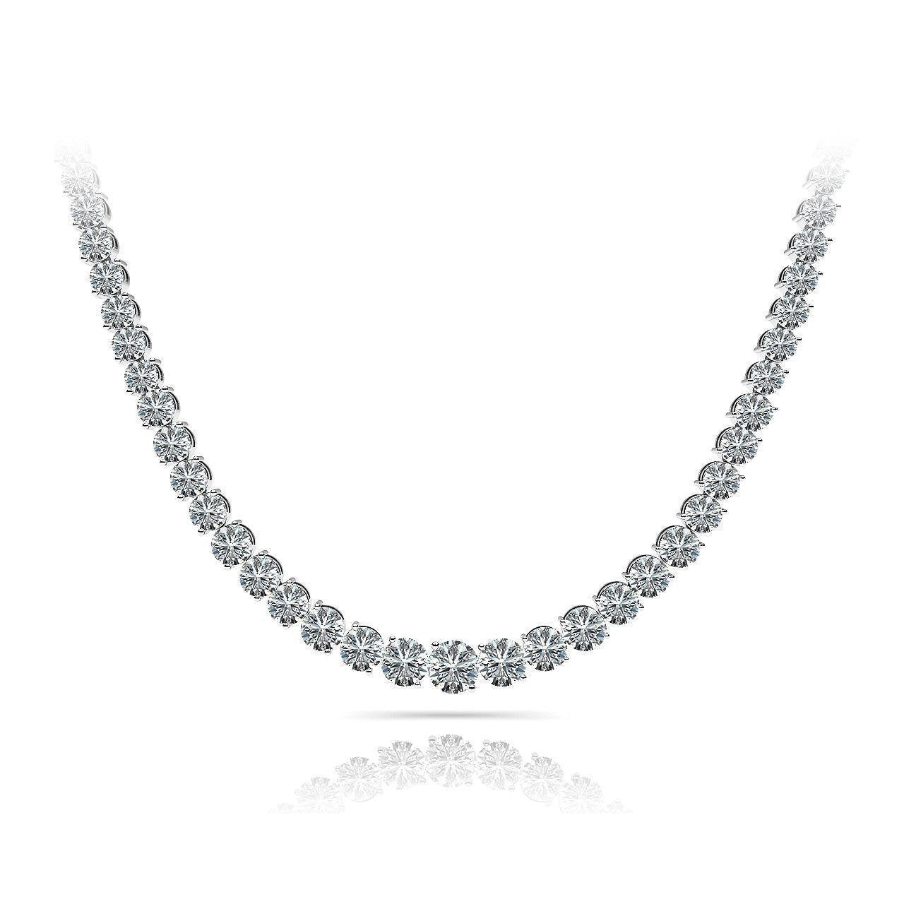 10 Carats Natural Diamonds Women Tennis Necklace White Gold 14K - Necklace-harrychadent.ca