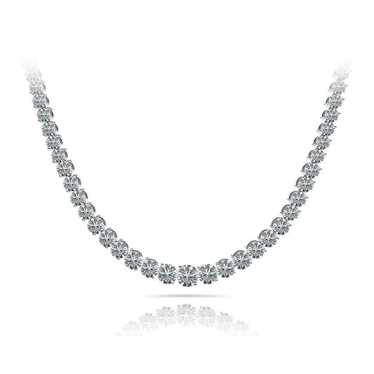 10 Carats Natural Diamonds Women Tennis Necklace White Gold 14K - Necklace-harrychadent.ca