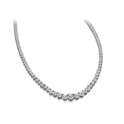 11 Carats Round Natural Earth Mined Diamonds Tennis Necklace Women Jewelry Gold 14K