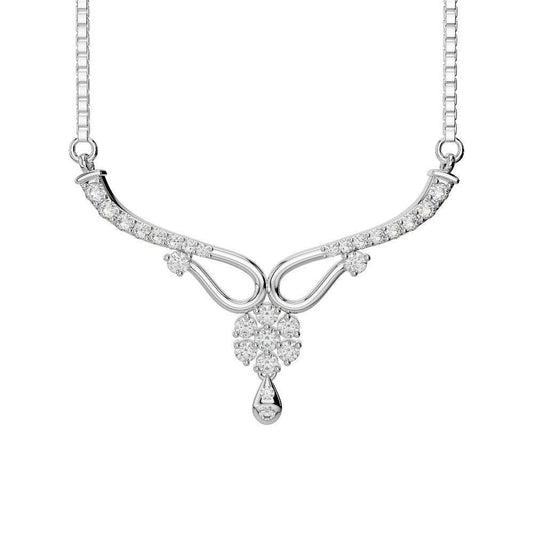 14K White Gold Round Diamond Lady Necklace Sparkling Jewelry 4 Carats - Necklace-harrychadent.ca