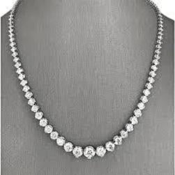 15 Ct Prong Set Round Cut Diamond Necklace 14K White Gold - Necklace-harrychadent.ca
