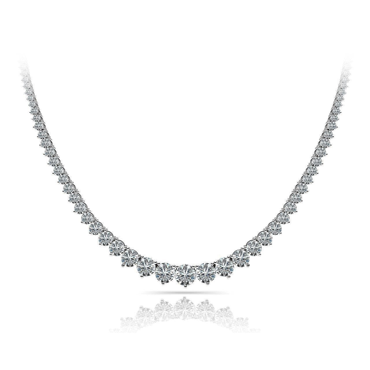 16 Carats Round Diamond Tennis Red Carpet Diamond Ladies Necklace - Necklace-harrychadent.ca