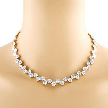 21.00 Ct Small Brilliant Cut Diamonds Lady Necklace White Gold 14K - Necklace-harrychadent.ca