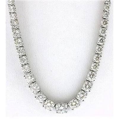 25 Carats Natural Diamonds Necklace Tennis Graduated Riviera 16" 14K Gold