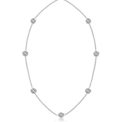 3.50 Ct Natural Earth Mined Diamonds Yard Necklace 18 Inches Bezel Setting White Gold 14K