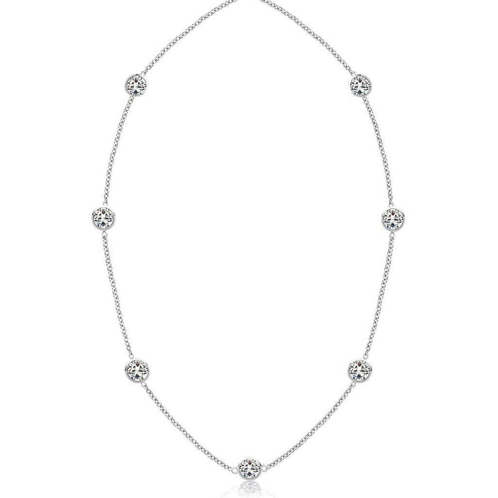 3.50 Ct Diamonds Yard Necklace 18 Inches Bezel Setting White Gold 14K - Necklace-harrychadent.ca