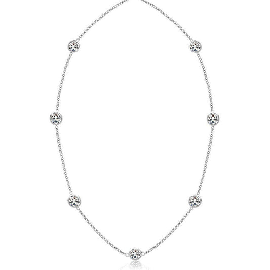 3.50 Ct Diamonds Yard Necklace 18 Inches Bezel Setting White Gold 14K - Necklace-harrychadent.ca