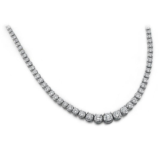 7 Carats Prong Set Diamonds Tennis Necklace White Gold 14K - Necklace-harrychadent.ca