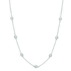 Natural Earth Mined Diamond Half Way Around Chain Necklace 3.15 Carats 14K White Gold