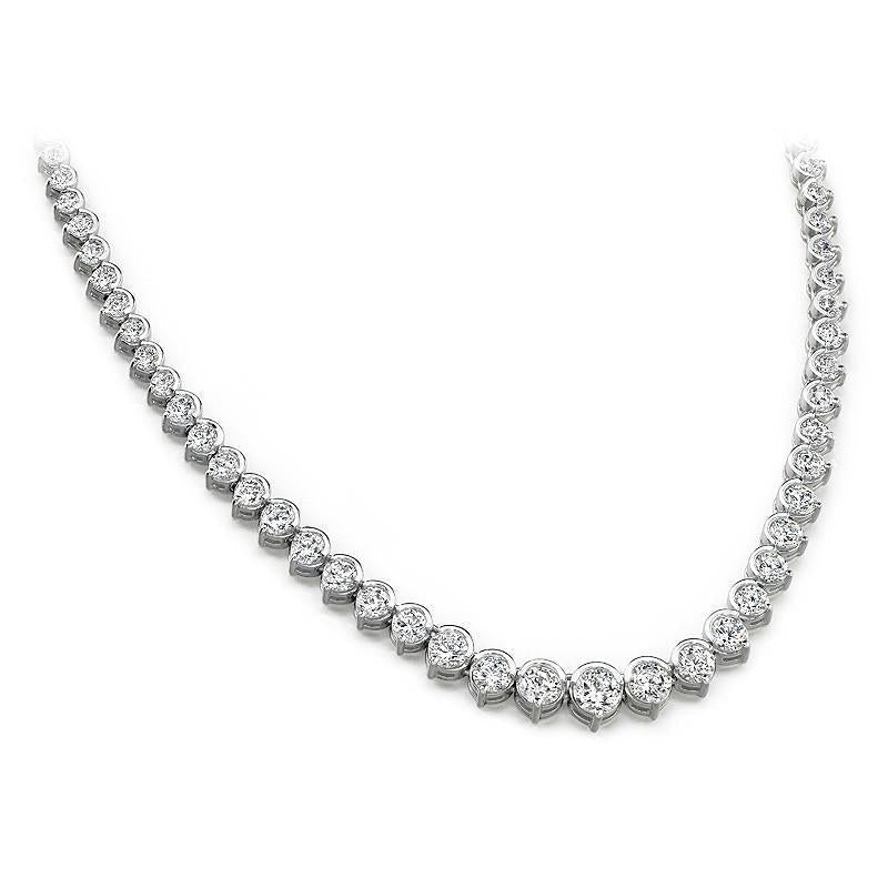 Diamond Tennis Necklace 12 Carats White Gold 14K - Necklace-harrychadent.ca