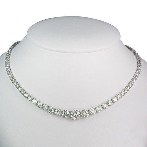 Round Brilliant Cut 32 Ct Diamonds Ladies Necklace White Gold 14K - Necklace-harrychadent.ca