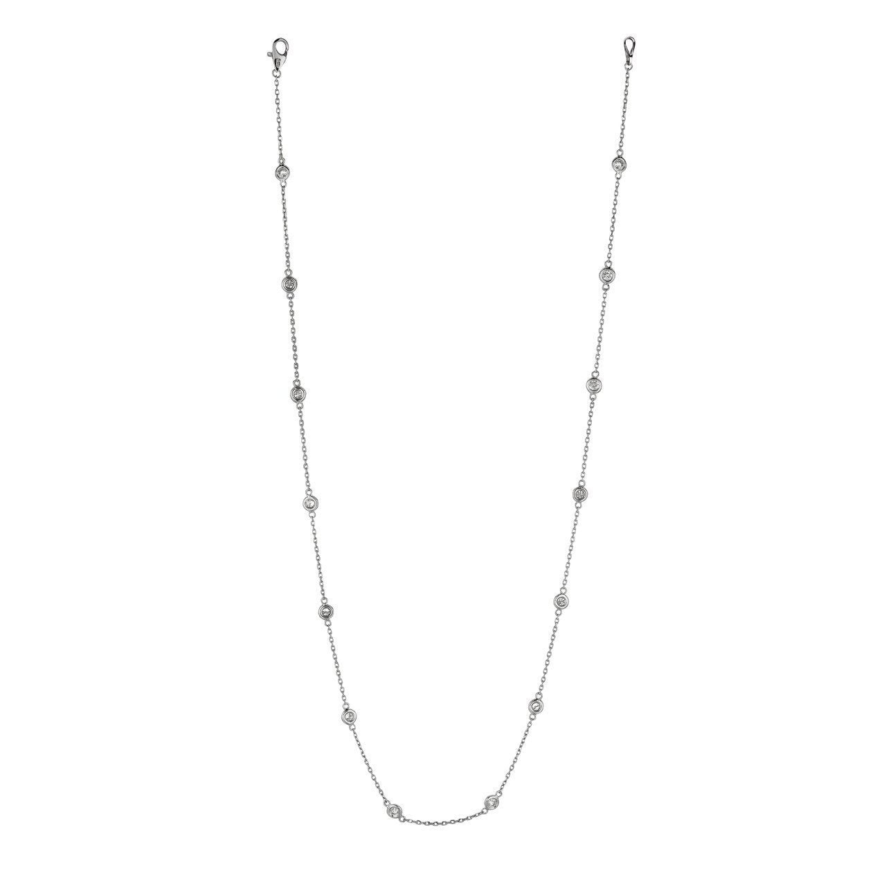 Round Diamond 7 Pointer 14 Section 18 Diamond Necklace 1.25 Carat WG 14K - Necklace-harrychadent.ca