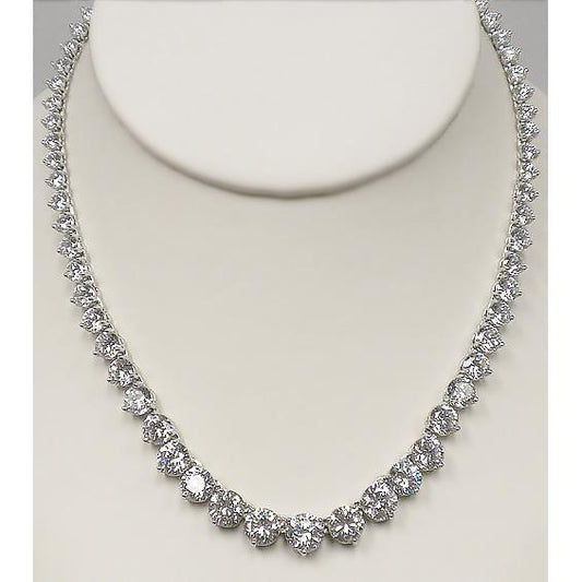 White Gold 14K F Vvs1 Round Cut 18.00 Carats Diamonds Lady Necklace - Necklace-harrychadent.ca