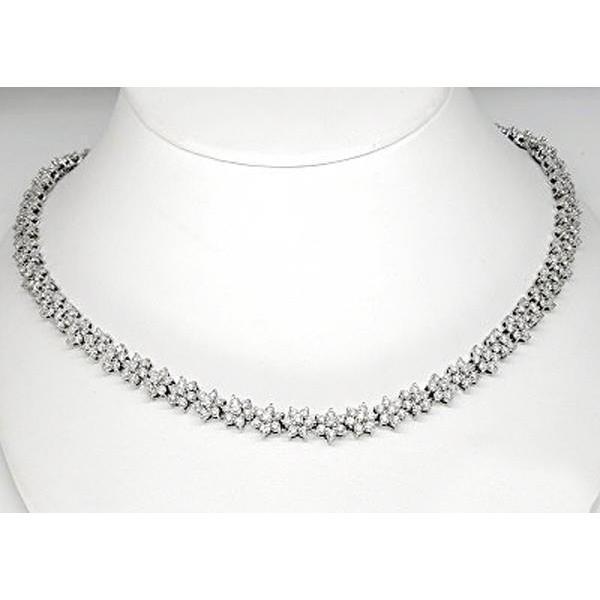 White Gold 14K Round Cut 15 Carats Diamonds Women Necklace - Necklace-harrychadent.ca