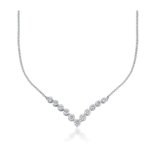 White Gold 14K Women Round Cut Sparkling 2 Carats Diamonds Necklace - Necklace-harrychadent.ca