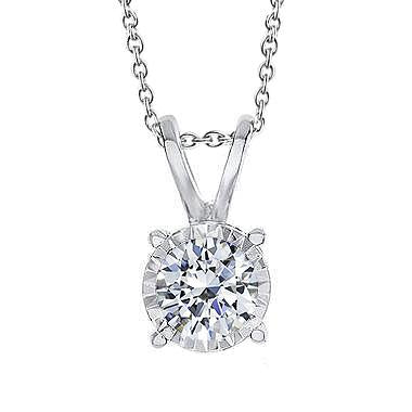 1.25 Carats Round Solitaire Diamond Pendant Necklace White Gold - Pendant-harrychadent.ca