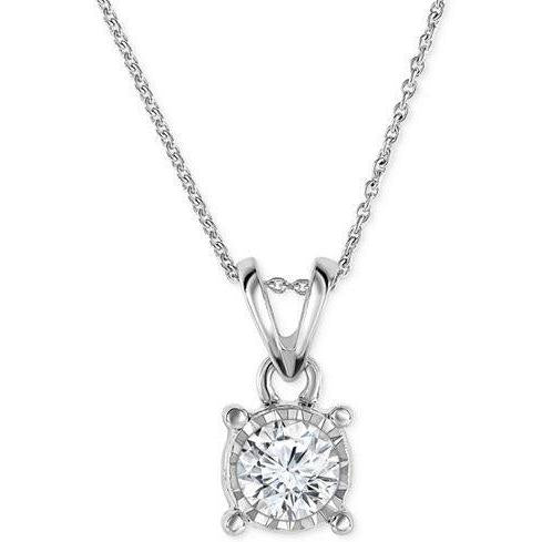 1.25 Carats Solitaire Round Diamond Necklace Pendant White Gold 14K - Pendant-harrychadent.ca