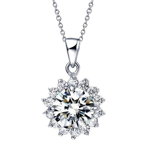 1.40 Carats Round Diamond Necklace Pendant White Gold 14K - Pendant-harrychadent.ca