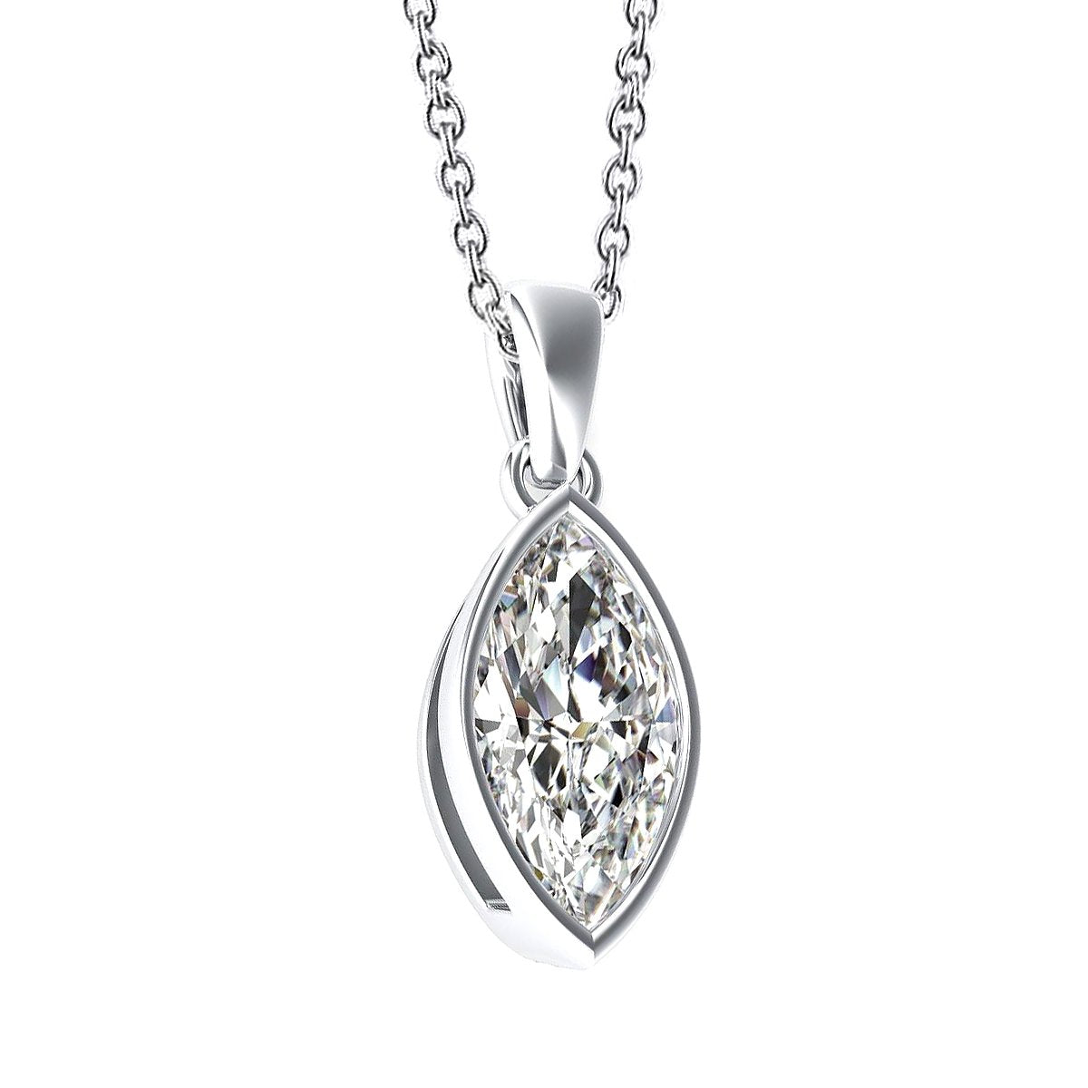 1.5 Carats Solitaire Marquise Cut Diamond Pendant White Gold 14K - Pendant-harrychadent.ca