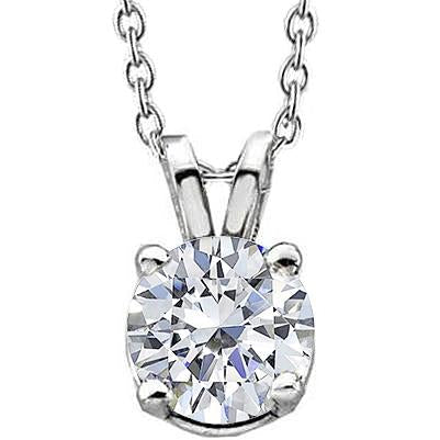 1 Carat Diamond Solitaire Pendant White Gold 14K Round - Pendant-harrychadent.ca