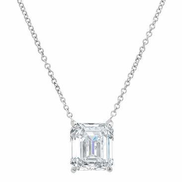 1 Carat Emerald Diamond Women Necklace Pendant White Gold 14K - Pendant-harrychadent.ca