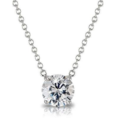 1 Carat Round Cut Diamond Women Necklace Pendant White Gold 14K - Pendant-harrychadent.ca