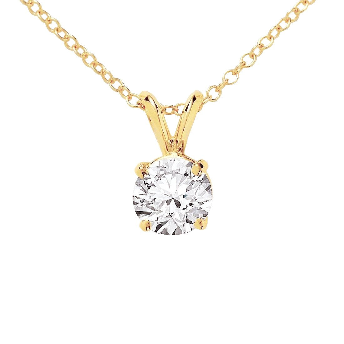 1 Carat Solitaire Diamond Necklace Pendant 14K Yellow Gold - Pendant-harrychadent.ca