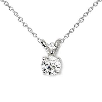 1 Carat Solitaire Round Diamond Necklace Pendant White Gold 14K - Pendant-harrychadent.ca