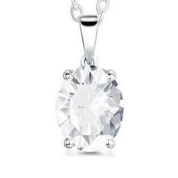 2.5 Carats Oval Cut Natural Earth Mined Diamond Necklace Pendant Gold White 14K