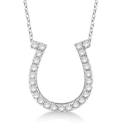 2.50 Ct Round Cut Diamonds Horseshoe Pendant Necklace14K White Gold