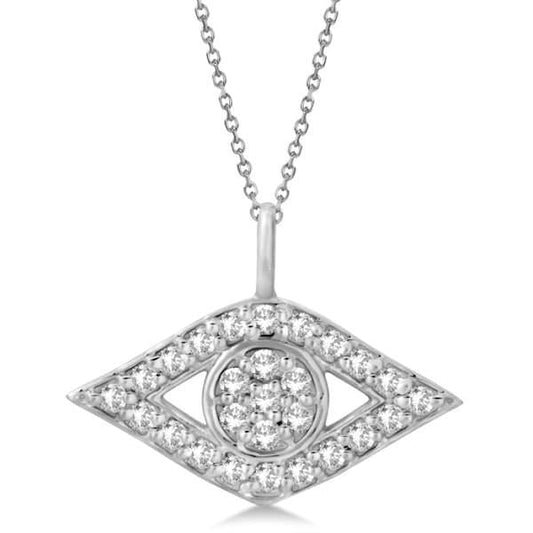 2.70 Ct Round Cut Diamonds Eye Pendant Necklace 14K White Gold - Pendant-harrychadent.ca