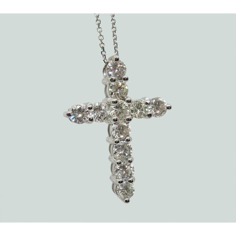 2.75 Ct Round Cut Diamond Cross Necklace Pendant - Pendant-harrychadent.ca