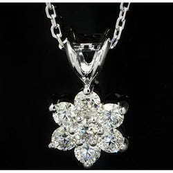 3.5 Ct Diamond Flower Style Necklace Pendant White Gold Women Jewelry