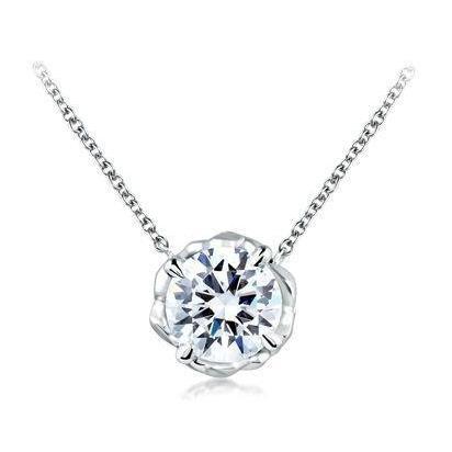 3 Carat Big Round Diamond Necklace Pendant Solid White Gold 14K - Pendant-harrychadent.ca