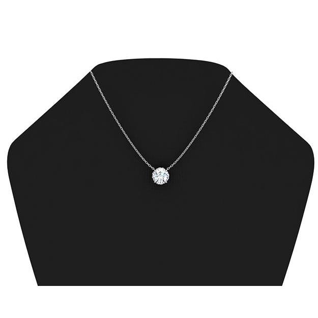 3 Carat Big Round Diamond Necklace Pendant Solid White Gold 14K - Pendant-harrychadent.ca