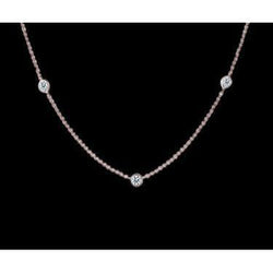 4 Carats Yard Diamonds Necklace Pendant Rose Gold Yards Of Diamonds