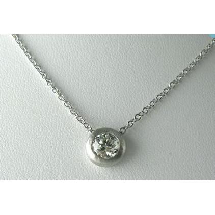 Bezel Setting Diamond Necklace Pendant 1 Carat White Gold Round Cut - Pendant-harrychadent.ca