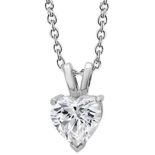 Big Heart Diamond Necklace Pendant 3 Carats White Gold  Prong Set - Pendant-harrychadent.ca