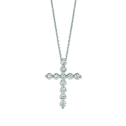 Cross Diamond Necklace Pendant 1.11 Carats 14K White Gold